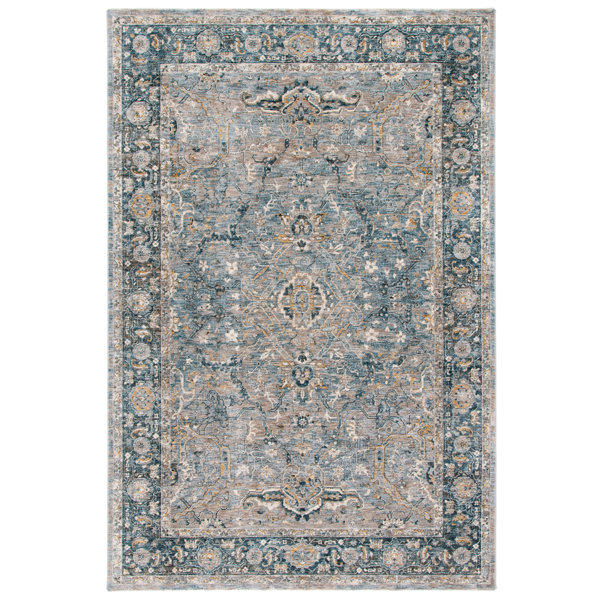 Bungalow Rose Ladora Performance Light Gray/Blue Rug Wayfair